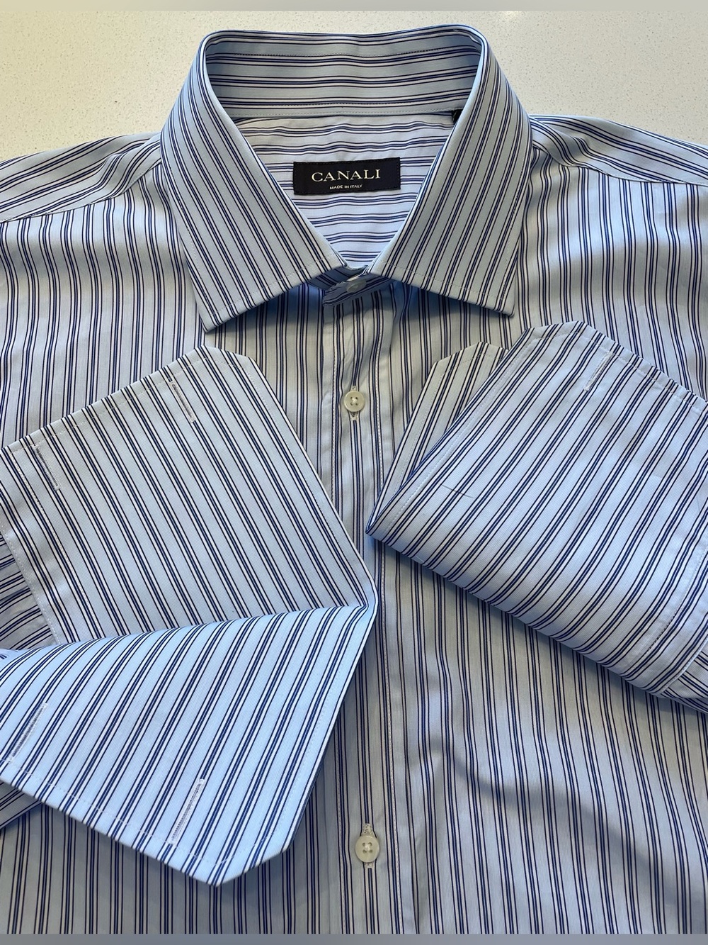 Canali - all cotton dress shirt w/ french cuffs Size 43 (17”neck)